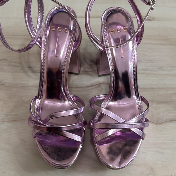 Black Suede Studio Emani Block Heel Platform Sandals Metallic pink/Purple - Picture 9 of 11